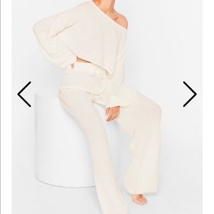 NWT Knit Again sweater and flare pants lounge set